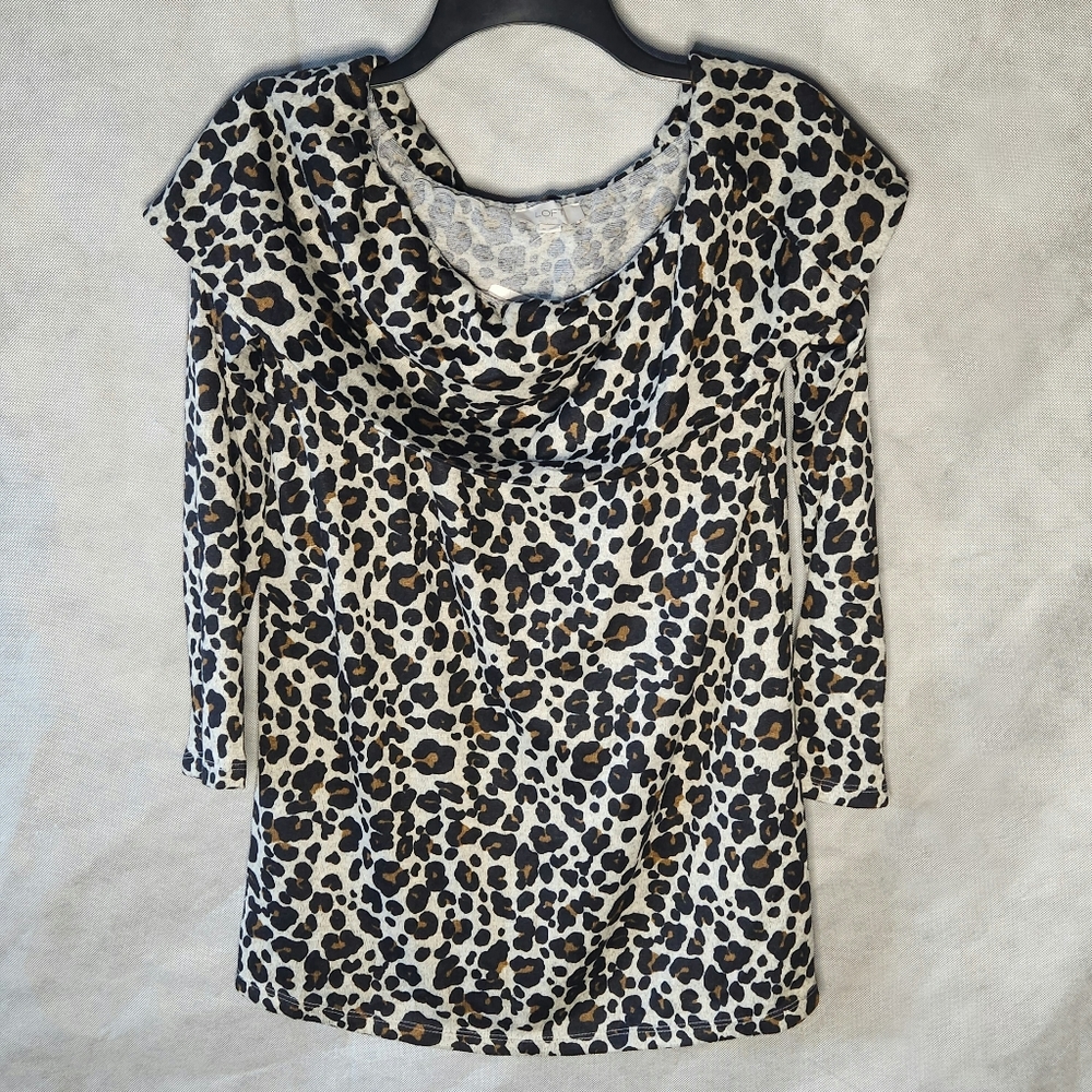 LOFT Outlet Leopard Print Cowl Neck Sweater